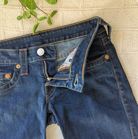 True Religion | Johnny | Low Rise Straight Leg Dark Wash Denim Jeans - Picture 4 of 15